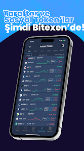 Bitexen mobil uygulaması — taraftar ve sosyal token piyasaları ekranı